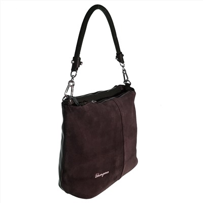 Стильная сумка Lourens из натуральной замши матовой эко-кожи шоколадного цвета.