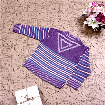 Рост 110-118. Стильная детская кофта Solser цвета фиолетовой пудры с белыми переходами.