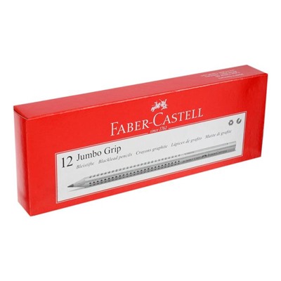 Карандаш чёрнографитный Faber-Castell Jumbo GRIP В трёхгранный корпус с массажными шашечками, серый