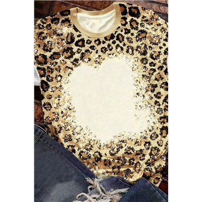 Леопардовая футболка с круглым вырезом
