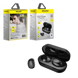 Наушники беспроводные Awei T16 Sports Earbuds Black арт c2527