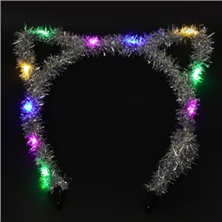 СНОУ БУМ Ободок карнавальный из мишуры LED, 16х16 см, 6 цветов