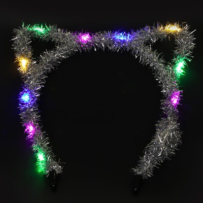 СНОУ БУМ Ободок карнавальный из мишуры LED, 16х16 см, 6 цветов