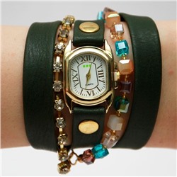Часы с темно-зеленым декоративным ремешком