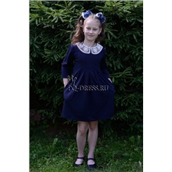 Платье школьное "Размер+", цвет темно-синий