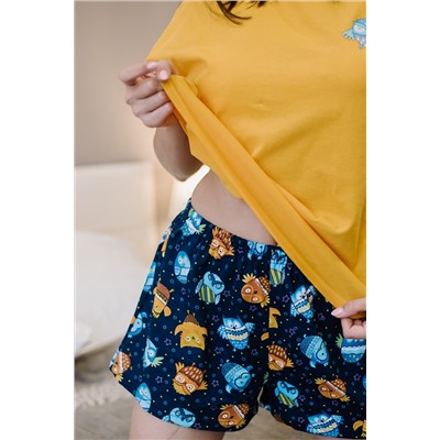 Женская пижама ЖП 022 (желтый+принт совята)