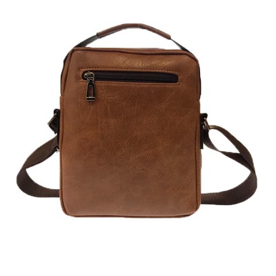 Мужская сумка-планшет MMS из эко-кожи янтарного цвета с ремнём через плечо.