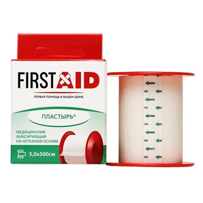 First Aid Пластырь медицинский фиксирующий на нетканой основе 5х500см