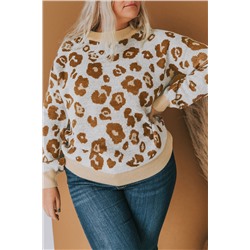 Леопардовый вязаный свитер плюс сайз