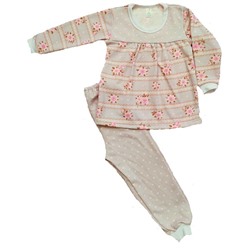 Пижама для девочки (футер) ПФ-0299 розочки-сердечки