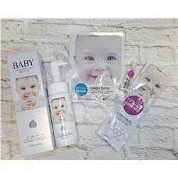 НАБОР № 58"Baby Skin": Пенка -мусс для умывания с массажной щеточкой BABY One Spring(без выбора )+Сыворотка Baby Skin BioAQUA 10 мл+Маска BIOAQUA BABY SKIN(без выбора)+пакетик