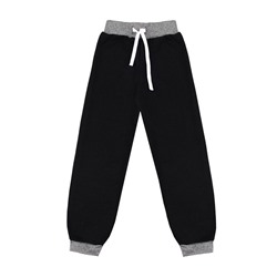 Спортивные чёрные брюки для мальчика с поясом и манжетами 82431-МС21