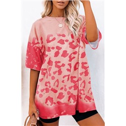 Pink Leopard Bleached Boyfriend T Shirt