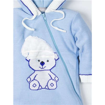Конверт для новорожденного с капюшоном, мишка, голубой