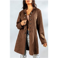 Brown Vintage Buttons Double Breasted Long Jacket