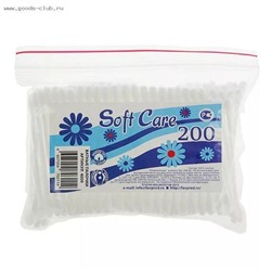 Ватные палочки Soft Care 200 в пакетике  «зип-лок»