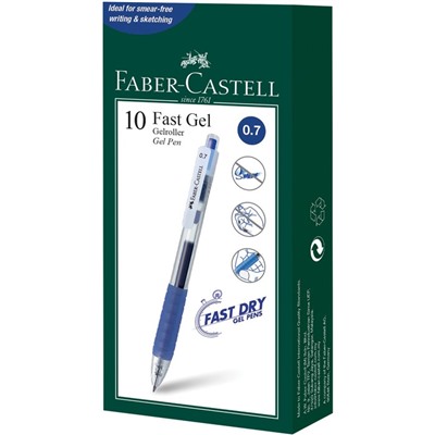 Ручка гелевая автоматическая Faber-Castell Fast Gel, синяя, 0,7 мм, грип