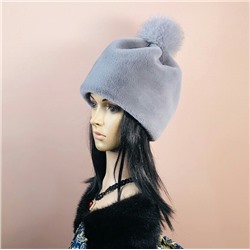 Женская шапка "Капелька " эко-мех, цвет голубой.
