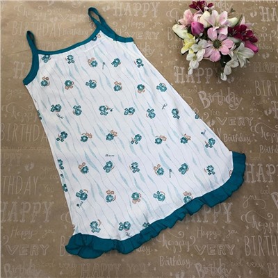 Рост 152 (детальные размеры на фото). Подростковая ночная сорочка Nightgown с принтом цвета аквамарин.