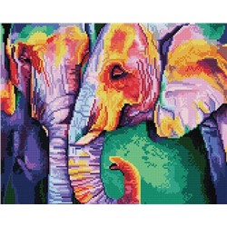 Алмазная мозаика 40х50, круглые стразы QA 201046 Яркие слоны