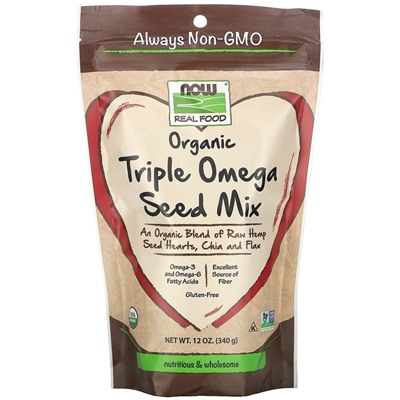 NOW Foods, Органическая смесь семян с Омега.Порошок (340 гр)