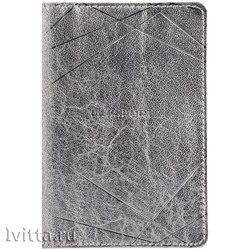 Обложка для паспорта Silver, кожа, серебро, тиснение фольгой