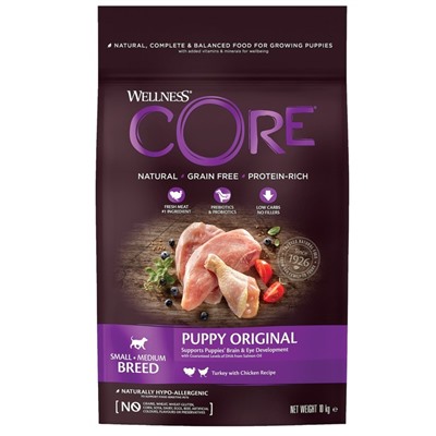 Сухой корм CORE для щенков мелких и средних пород, из индейки с курицей, 10 кг