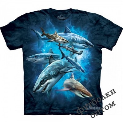 3д футболка с акулами
