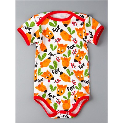 Комплект нательный для малышей, лисички, боди + нагрудник + царапки, оранжевый