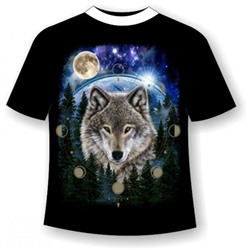 Подростковая футболка Волк и фазы луны 921