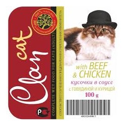 CLAN консервы д/кошек 100г Кусочки в соусе с говядиной и курицей Cl15
