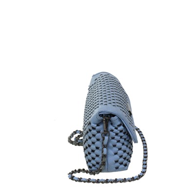 Эффектная женская сумочка через плечо Tinel_Longeil из натуральной кожи голубого цвета.