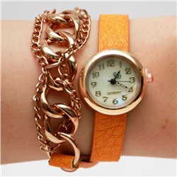 Часы с оранжевым декоративным ремешком