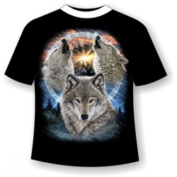Подростковая футболка Три волка 917