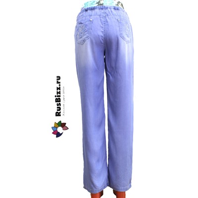 Размер 38. Рост 151-161. Летние подростковые штаны из облегченного джинса Selron_Rose с оригинальной вышивкой.