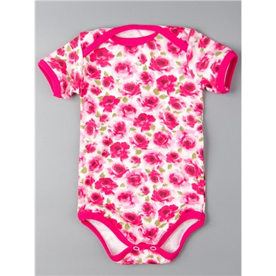 Комплект нательный для малышей, розочки, боди + штаны + пинетки + царапки + нагрудник+шапка, розовый