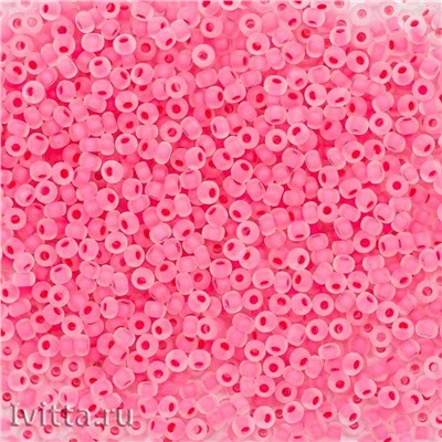 Бисер Розовый прозрачный матовый с цветным центром 10/0, круг.отв., 20гр Preciosa