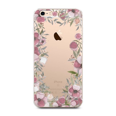 Силиконовый чехол Розовая цветочная рамка на iPhone 6 Plus/6S Plus