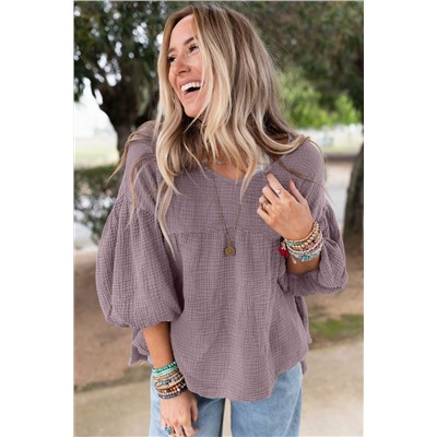 Textured Bubble Sleeves Top