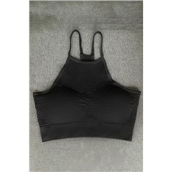 Black Mesh Hollow-out Splicing Yoga Camisole