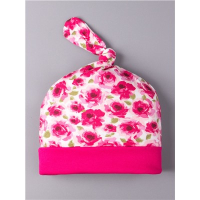 Комплект нательный для малышей, розочки, боди + штаны + пинетки + царапки + нагрудник+шапка, розовый