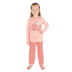 Пижама для девочки К1896-4870, полоса+лососевый