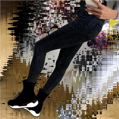 Размер 26. Рост 165-170. Модные женские джинсы Found_Version из стрейч материала цвета темный графит.