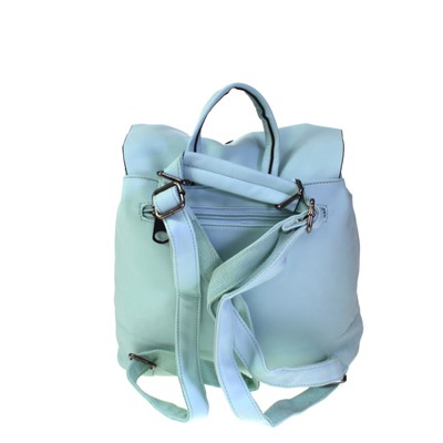 Стильная женская сумка-рюкзак Flora_Resolter из эко-кожи цвета аквамарин.