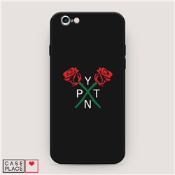 Матовый силиконовый чехол PYTN roses на iPhone 6S
