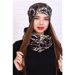 Комплект шапка и шарф-снуд 36120 - черный (Н)