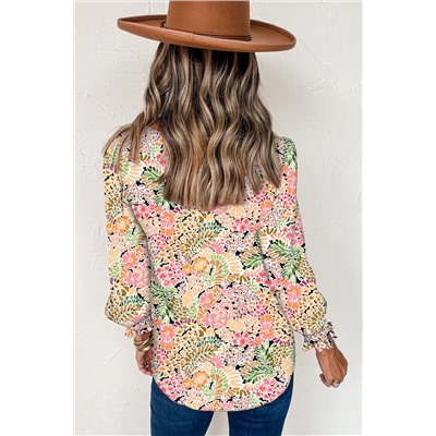 Yellow Puff Sleeve Floral Blouse