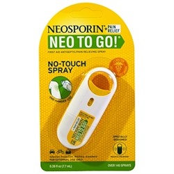 Neosporin, + Обезболивающее средство Neo To Go!, Антисептический обезболивающий спрей для оказания первой помощи, 7,7 мл