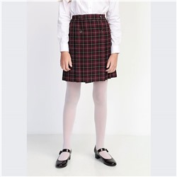 Детская школьная юбка в бордово-черно-белую клетку из вискозы оптом