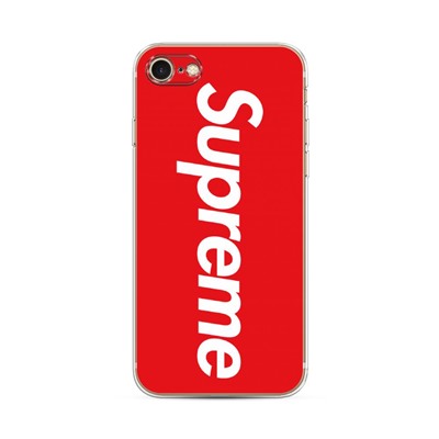 Силиконовый чехол Supreme на красном фоне на iPhone 7